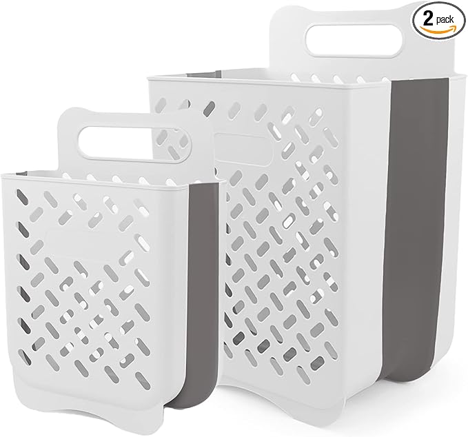 Laundry Basket Hamper,Hanging Wall Collapsible Laundry with Handle,Space-Saving Foldable Storage Dirty Washer Organizer Bin Multi-function Container Waterproof Durable,Set of 2(XL&M)-Ruum Studio Home