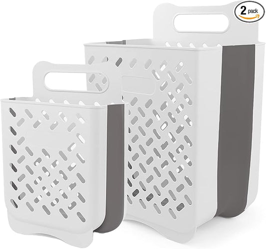 Laundry Basket Hamper,Hanging Wall Collapsible Laundry with Handle,Space-Saving Foldable Storage Dirty Washer Organizer Bin Multi-function Container Waterproof Durable,Set of 2(XL&M)-Ruum Studio Home