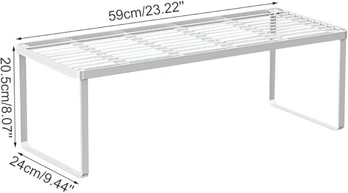 Kitchen Cabinet Storage Shelf Stackable Wire Spice Rack Organizer Heavy Duty Space Saver for Bathroom Bedroom Closet Laundry Room Office Countertop - White, Pack 1-Ruum Studio Home