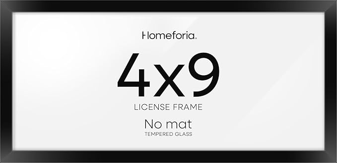 Homeforia 4x9 Business License Frame Black, High End Metal 4 x 9 Certificate Frames with Real Glass, 9x4 Document Frames for Wall or Tabletop, 4 by 9 Picture Frames, Tempered Glass, Wall Kit, Set of 1-Ruum Studio Home