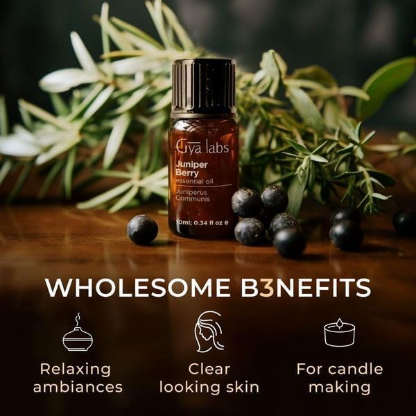 Gya Labs Juniper Berry Essential Oil for Diffuser - 0.34 Fl Oz - 100% Pure Natural Juniper Essential Oil for Skin & Candle Making Scent-Ruum Studio Home