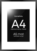 Homeforia A4 Picture Frame Black, High End Metal 8.3 x 11.7 Frames for Wall, A4 Photo Frame with Mat for A5 inch Print, 8.25 by 11.75 Black Poster Frames, 8.3x11.7 Frame with Glass, Wall Kit, Set of 1-Ruum Studio Home
