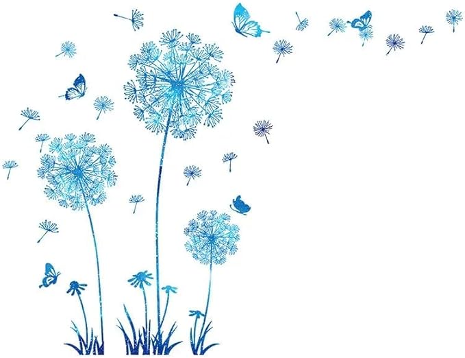 Hello Spring Summer Window Cling Sticker Flowers, and Butterfly Window Stickers, Spring and Summer Decor, Home, Shop, and Party Window Glass Display Stickers (Blue)-Ruum Studio Home