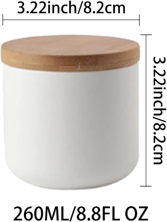 Ceramic Food Storage Jar Canister Modern Design Food Canisters with Airtight Seal Bamboo Lid, Loose Tea Coffee Spice Nuts Snacks Storage Jar Canister (White 8.79oz/260ml)-Ruum Studio Home
