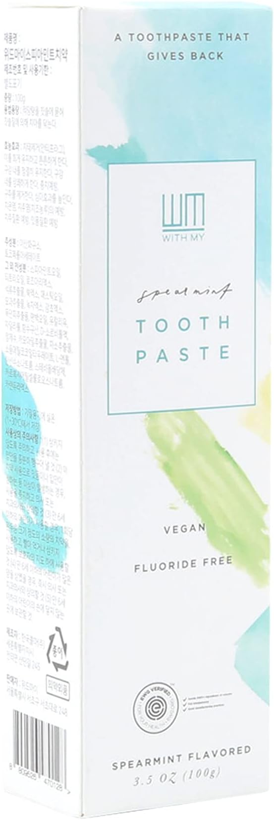 Spearmint Toothpaste 3.5oz-Dentist Developed, EWG Verified, Cruelty-Free & Vegan, PETA and Vegan Society Registered, give Back-Ruum Studio Home