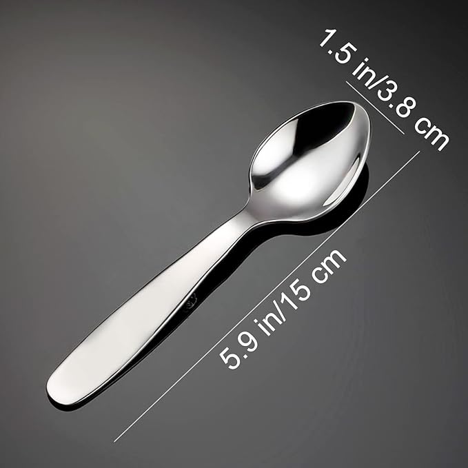 VANRA Premium 18/8 Stainless Steel Children Cutlery Set 5.9-inch Kids Dinner Spoons Set 4 Pieces Silverware Flatware Utensil Set for Home School (4 Spoons)-Ruum Studio Home