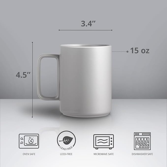 E-liu Porcelain Tea Mugs Coffee Mug Set, Large 15 Ounces Cups for Coffee, Tea, Cocoa, and Mulled Drinks, Set of 6, Grey-Ruum Studio Home