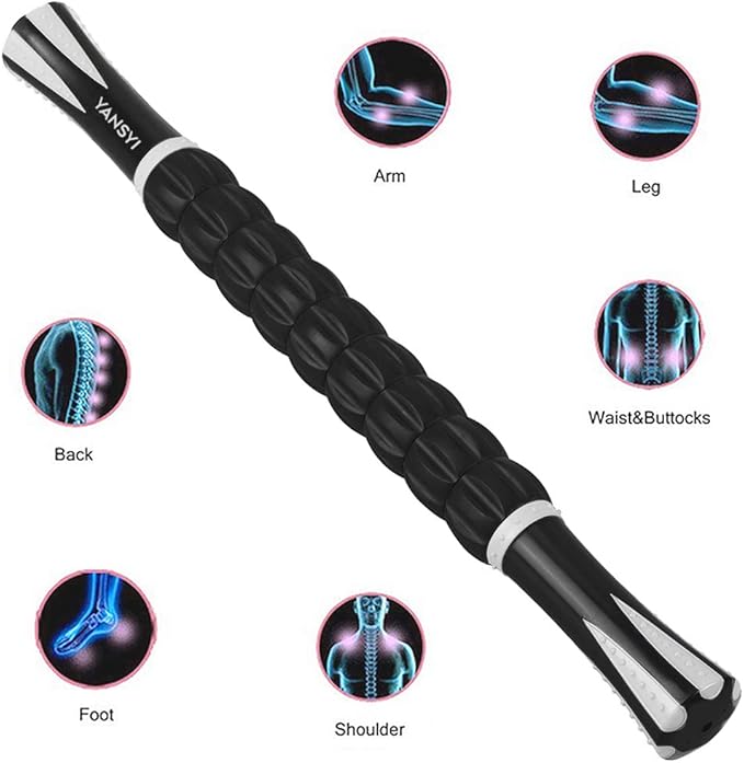 Yansyi Muscle Roller Stick for Athletes - Body Massage Roller Stick - Release Myofascial Trigger Points Reduce Muscle Soreness Tightness Leg Cramps & Back Pain for Physical Therapy & Recovery (White)-Ruum Studio Home