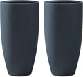 Kante 23.6" H Charcoal Concrete Tall Planters (Set of 2), Large Outdoor Indoor Decorative Plant Pots with Drainage Hole and Rubber Plug, Modern Style for Home and Garden-Ruum Studio Home