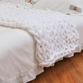 Chunky Knit Blanket Throw 40"*60", Hand Knitted Warm Chenille Throw Blanket, Home Decor Soft Thick Yarn Cable Knit Blanket, Soft Breathable Fleece Banket Christmas for Couch Bed Sofa Best Gift (White)-Ruum Studio Home