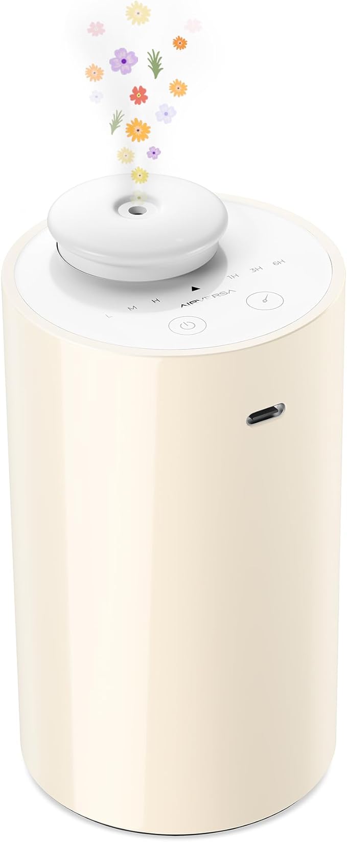 Waterless Diffuser for Essential Oil, Battery Operated Nebulizer, 0.7 Fl.Oz./ 20mL Capacity, Mini Scent Air Machine, 3 Countdown Timers & 3 Mist Levels for Home, Room, Car, Office - AN6 Yogurt-Ruum Studio Home