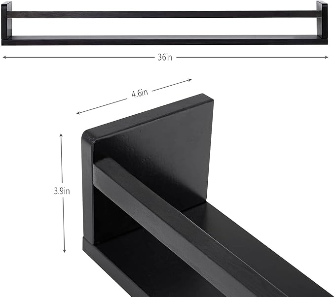 AZSKY Black Nursery Bookshelves for Wall Hanging Kids Bookshelf Baby Book Shelf Organizer Wall Bookshelves Kids Shelves and Storage for Wall Playroom Shelves 36 Inch a Set of 3 Same Sizes-Ruum Studio Home