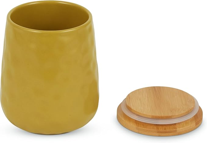DII Kitchen Accessories Collection, Textured Matte Ceramic Canister Set, Lemongrass, Dimple, 2 Piece-Ruum Studio Home