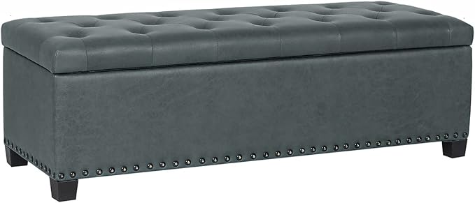 Joveco 47 Inch Storage Ottoman Bench,Tufted Fabric Storage Bench with Nailhead Trim for Bedroom (47”,Gray)-Ruum Studio Home