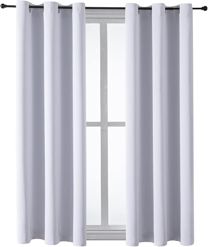 ChrisDowa Grommet Room Darkening Curtains for Bedroom and Living Room - 2 Panels Set Thermal Insulated Blackout Curtains (Greyish White, 38W x 45L)-Ruum Studio Home