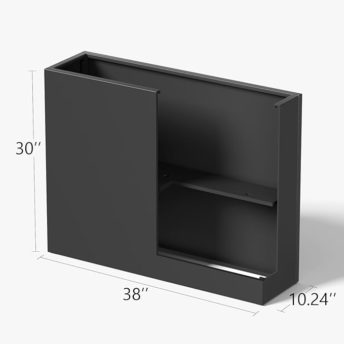 Stoog 38" Metal Tall Rectangular Planter - All-Weather Planter Box for Indoor/Outdoor Use, with Removable Insert Shelf, and Modern Design for Plants, Flowers, Garden, Black-Ruum Studio Home