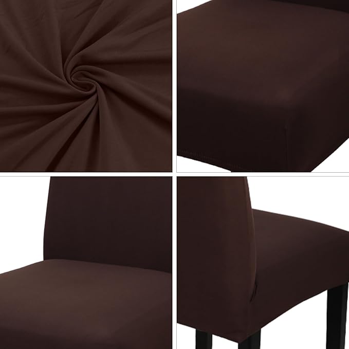 JQinHome 4 Pcs Dining Chair Slipcover,High Stretch Removable Washable Chair Seat Protector Cover for Home Party Hotel Wedding Ceremony (Pack of 4, Coffee)-Ruum Studio Home