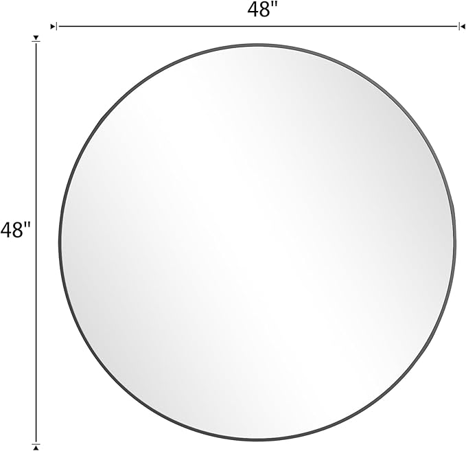 BEAUTYPEAK 48 Inch Round Mirror, Metal Frame Circle Mirror, Wall Mounted for Entryway, Bathroom, Vanity, Living Room, Black-Ruum Studio Home