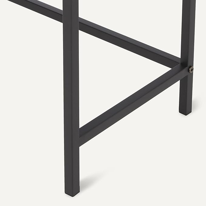 Amazon Basics Rectangular Console Table with Storage Shelf, Steel Frame, 39x31x11.8 in, Oak Finish-Ruum Studio Home
