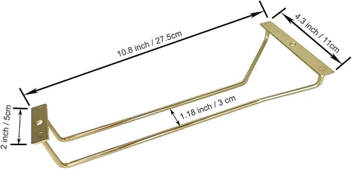 10.8 Inch Gold Wine Glass Rack, Under Cabinet Wine Glass Holder, Wine Glass Hangers Under Shelf, Stemware Rack, Hanging Stemware Holder for Cabinet Kitchen Bar, Set of 4-Ruum Studio Home
