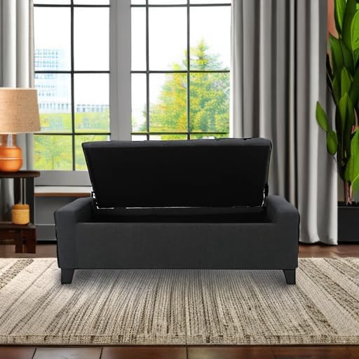 Christopher Knight Home Hikaru Fabric Storage Ottoman, Dark Grey Dimensions: 20.50”D x 51.00”W x 17.00”H-Ruum Studio Home