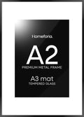 Homeforia A2 Picture Frame Black, High End Metal 16.5 x 23.5 inch Poster Frames with Mat 11.7 x 16.5 for Photo, A2 Size Frames Matted to A3 Print, 16.5 by 23.4 Hanging Frames, Tempered Glass, Set of 1-Ruum Studio Home