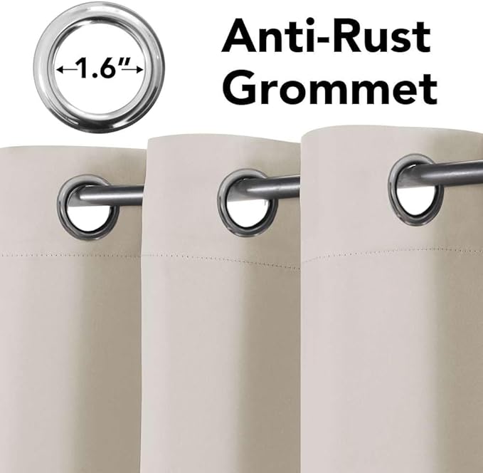H.VERSAILTEX Room Darkening Curtains for Living Room Light Reducing Thermal Insulated Window Treatment Panels/Drapes Grommet Top 2 Panels (Ivory - 52 x 108 Inches)-Ruum Studio Home