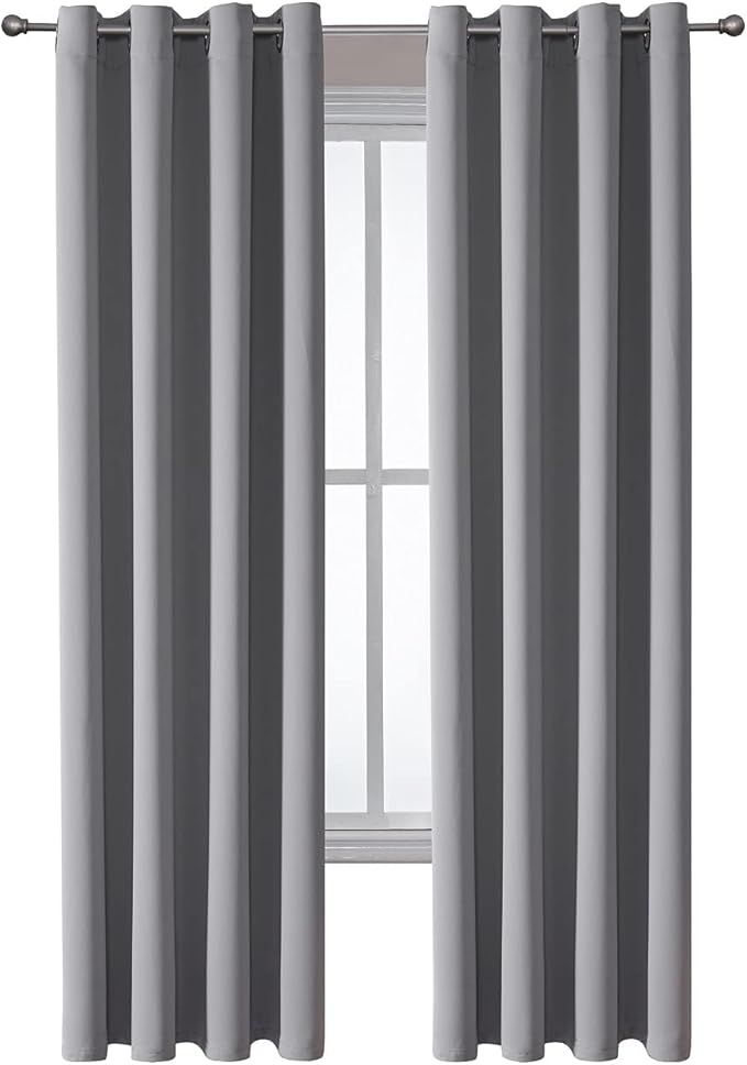 ChrisDowa Grommet Blackout Curtains for Bedroom and Living Room - 2 Panels Set Thermal Insulated Room Darkening Curtains (Light Grey, 52W x 72L)-Ruum Studio Home