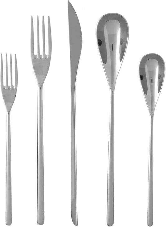 Fortessa Dragonfly 18/10 Stainless Steel Flatware, 5 Piece Place Setting, Service for 1-Ruum Studio Home