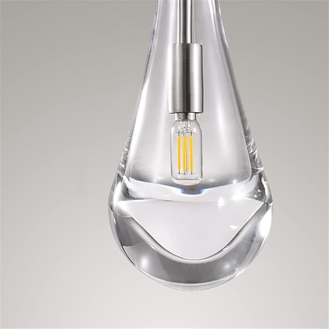 Modern Raindrop Pendant Lights, Kitchen Island Pendant Lights, Nickel Colored Brass Base Dining Room Light Fixture, and Interior Chandelier in The Living Room Hallway, Including The Bulb-Ruum Studio Home