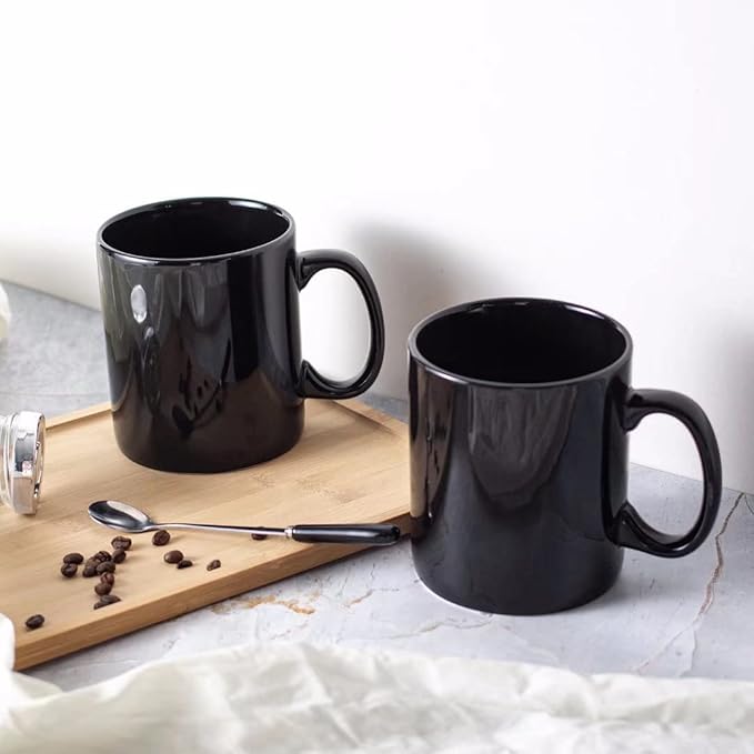 30oz Super Large Ceramic Coffee Mugs Large Handles Set of 2 (black)-Ruum Studio Home