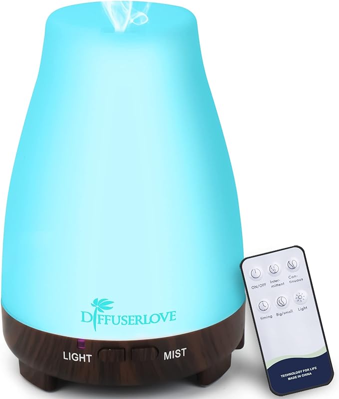 Diffuserlove Essential Oil Diffusers 200ML Remote Control Diffuser Mist Humidifiers BPA-Free Aromatherapy Diffuser (Black Base)-Ruum Studio Home