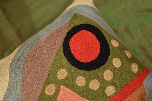 Lumbar Kandinsky Abstract Pillow Cover - Original Composition | Modern Chair Cushion | Modern Outdoor Pillowcase | Mid Century Chair Cushions | Hand Embroidered Wool Size 14x20-Ruum Studio Home