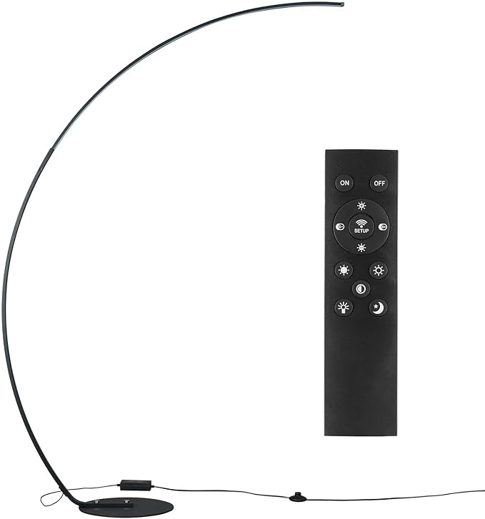 NUÜR Arc Floor Lamp, 67" Tall Black Gold LED Modern Standing Floor Lamp with Remote Control, Arched Bright Floor Lamps for Living Room Bedroom Office Home (Black)-Ruum Studio Home