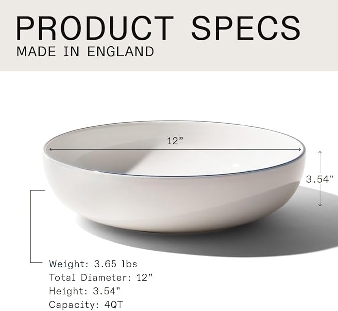 Made In Cookware - Serving Bowl - White With Navy Rim - Porcelain - Crafted in England-Ruum Studio Home