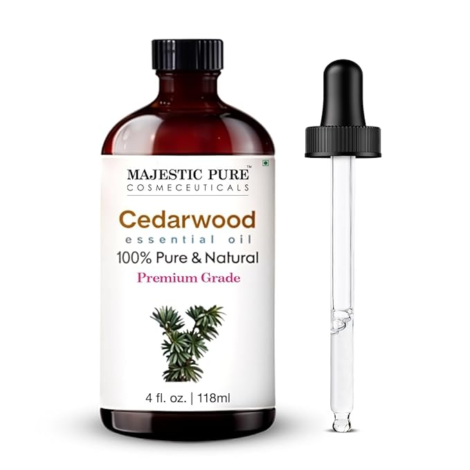 Majestic Pure Cedarwood Essential Oil with Glass Dropper - Huge 4 Fl Oz - 100% Pure and Natural Cedarwood Oil - Premium Grade Essential Oils for Diffuser, Aromatherapy, Soap and Candle Making-Ruum Studio Home