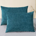 CaliTime Throw Pillow Covers Decorative 20 X 26 Inches Pack of 2 Cozy Chenille Standard Pillow Shams Cases for Couch Sofa Bed Living Room Home Ocean Blue-Ruum Studio Home