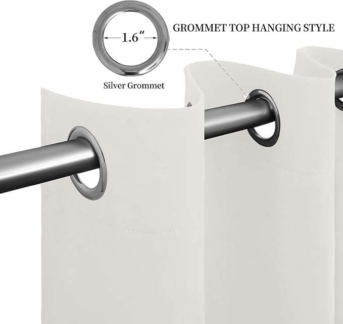 Easy-Going Blackout Curtains for Bedroom, Solid Thermal Insulated Grommet and Noise Reduction Window Drapes, Room Darkening Curtains for Living Room, 2 Panels (52x46 in,Ivory)-Ruum Studio Home