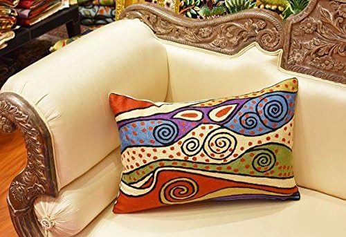 Lumbar Rust Klimt Contemporary Throw Pillows | Modern Pillow Cases | Abstract Pillows | Modern Accent Pillow | Rust Mid Century Chair Cushions | Handmade Cushion | Wool Size 14x20-Ruum Studio Home