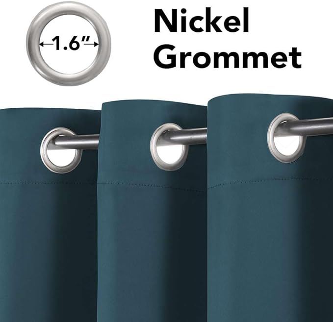 H.VERSAILTEX Premium Blackout Thermal Insulated Room Darkening Curtains for Bedroom/Living Room - Classic Grommet Top (2 Panels, Dark Teal, 52 Inch by 84 Inch)-Ruum Studio Home