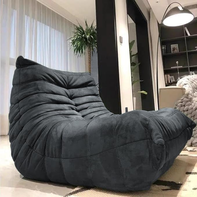 Modern Living Room Chair, Big Bean Bag Adult Floor Sofa, Togo Recliner Memory Foam Lazy Couch Suitable Balcony for Fireside Chair (Dark Grey)-Ruum Studio Home