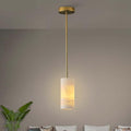 Alabaster Pendant Light Kitchen Island, H-9.5in Brass Pendant Light Fixtures with Natural Marble Shade, Adjustable Ceiling Pendant for Dining Room, Living Room, Bedroom & Bathroom-Ruum Studio Home
