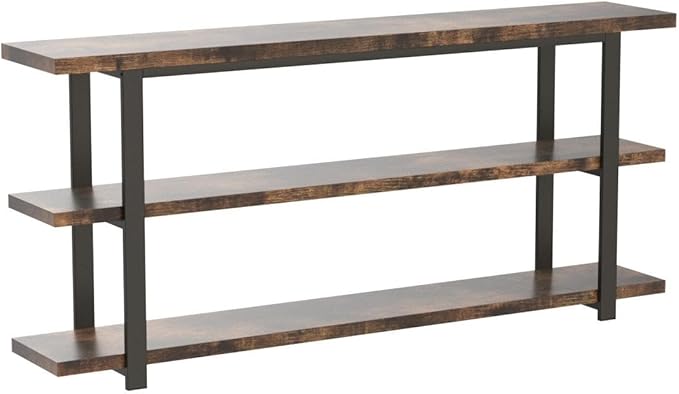 70.8 Inch Extra Long Console Table for Entryway, Narrow Hallway Table, Wood Sofa Table with 3 Tier Storage Shelves for Living Room-Ruum Studio Home