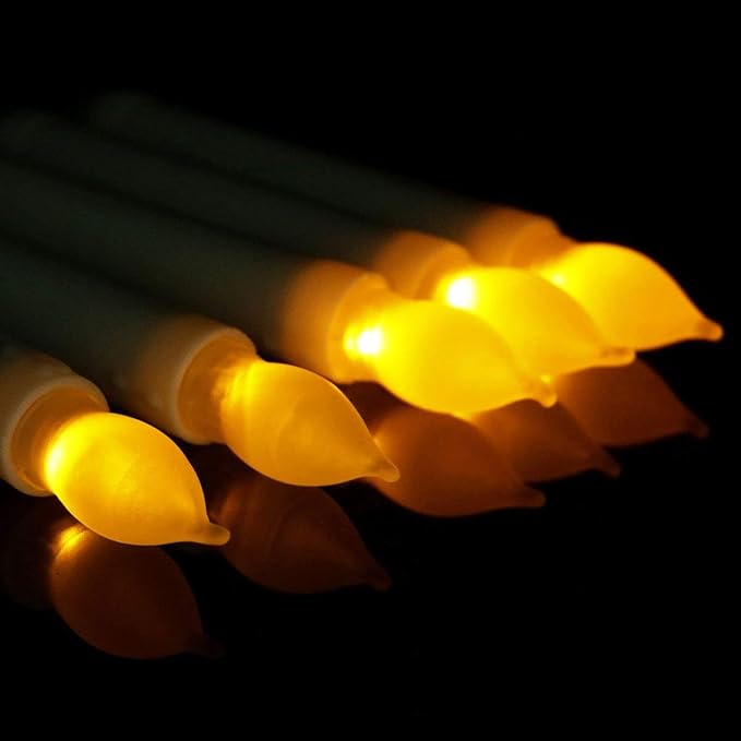 Pack of 24 Flameless Taper LED Candles - Battery Operated Flickering Ivory - Perfect for Wedding, Christmas, Parties - 6.5 Inch - White Plastic-Ruum Studio Home