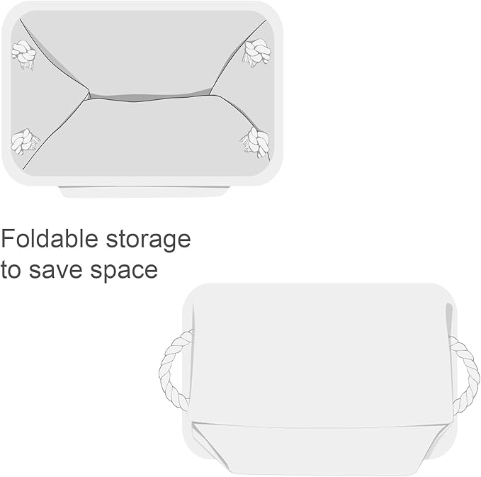 TheWarmHome Decorative Basket for Organizing - Medium-1Pack 13.8L*9.8W*6.7H Rectangular Fabric Storage Bin Organizer Basket with Handles for Clothes (White)-Ruum Studio Home