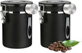 Coffee Canister Airtight Coffee Storage Container Stainless Steel Air Tight Coffee Jar with Scoop, Date Tracker and CO2 Release Valve for Beans, Ground, Tea, Flour, Cereal and Sugar (2pcs-Black-1.8L)-Ruum Studio Home