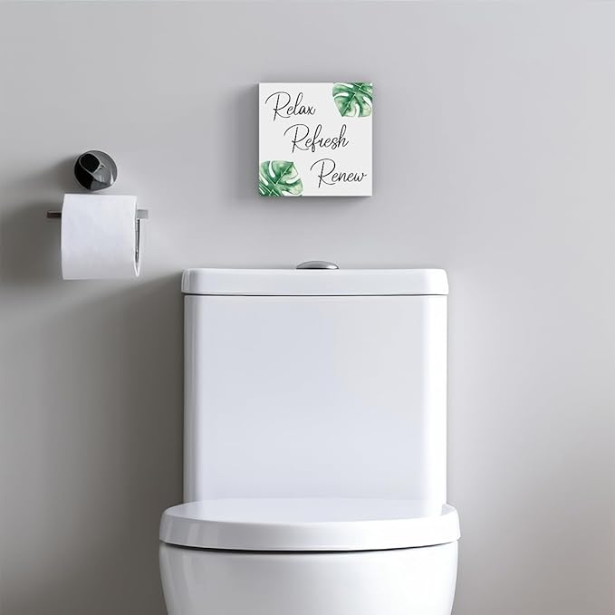 Boho Bathroom Decor, Funny Bathroom Decor, Funny Bathroom Wall Art, Black and White Bathroom Decor, Bathroom Decor for Shelves, Wooden Box Decor Sign for Home Farmhouse Office Living Room Table Shelf-Ruum Studio Home
