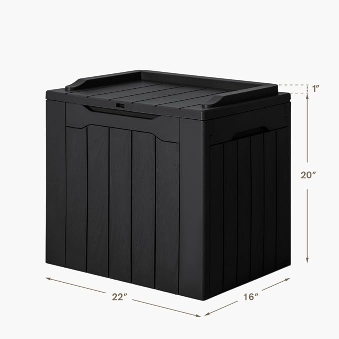 JUMMICO 31 Gallon Resin Deck Box Waterproof Indoor Outdoor Storage Boxes for Patio Furniture Cushions and Garden Tools (Black)-Ruum Studio Home
