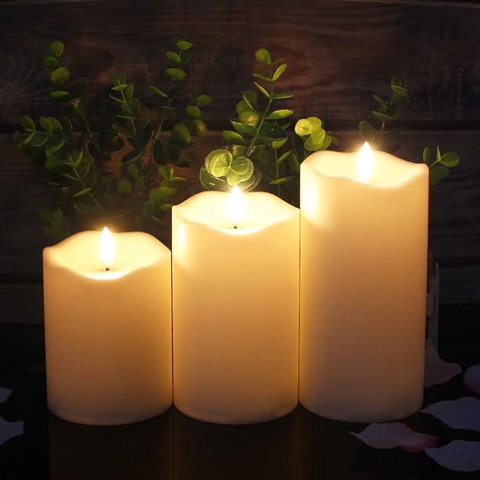 Flickering Flameless Candles with Remote, Most Realistic Battery Operated Candles, Set of 3 LED Candles with Timer for Home Wedding Halloween Christmas Decoration-Ruum Studio Home