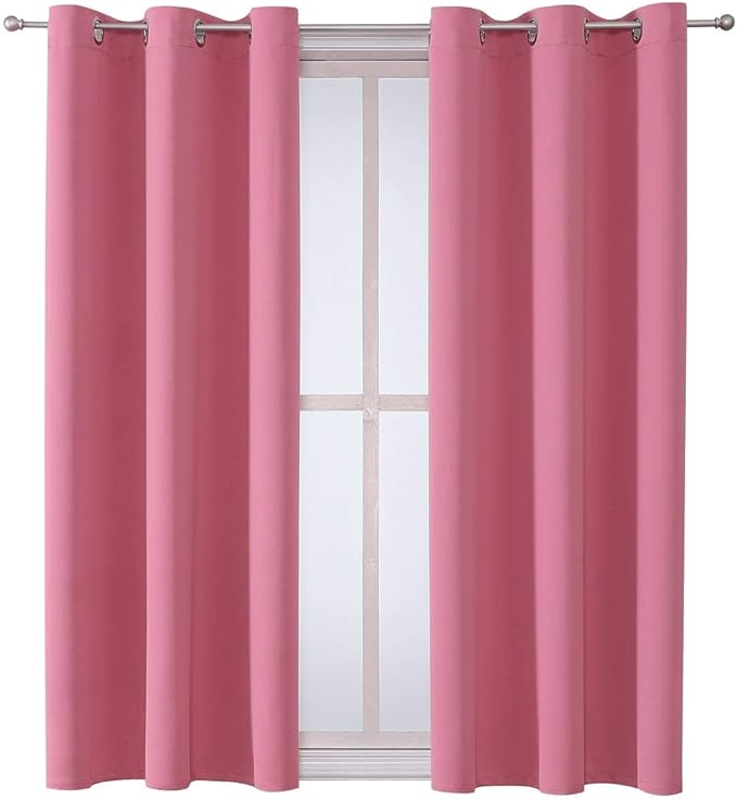 ChrisDowa Grommet Room Darkening Curtains for Bedroom and Living Room - 2 Panels Set Thermal Insulated Blackout Curtains (Pink, 38W x 54L)-Ruum Studio Home